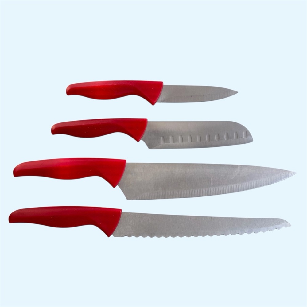 Ecolution 4-Knife Set Red Handles and Sheaths - Picture 5 of 7